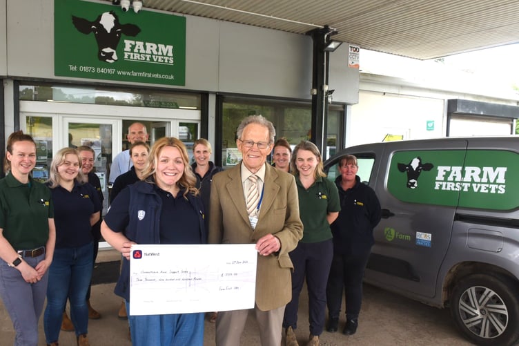 Bob Stevenson with Lauren Richards and crew from Farm First Vets