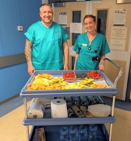 Healthcare support workers at Nevill Hall during the heatwave