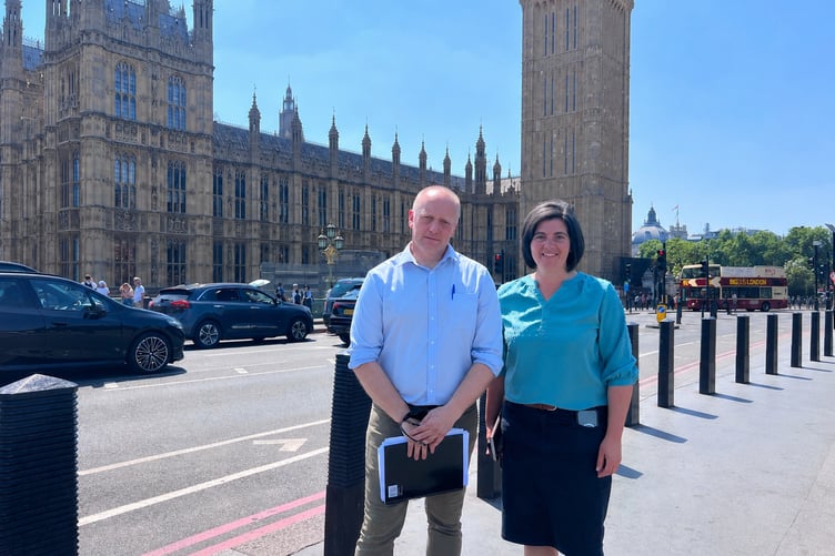 NFU Cymru Deputy President Paul Williams and NFU Cymru President Abi Reader pictured in Westminster