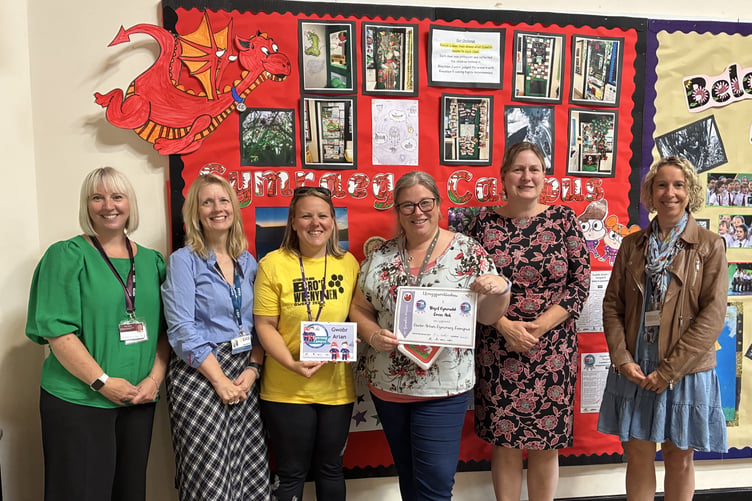 Cross Ash Primary silver award for cymraeg