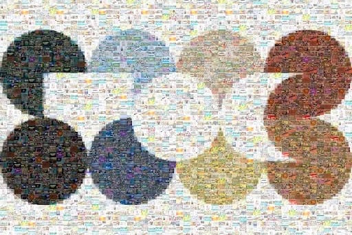 The Town of Culture logo made from the postcards of the competing towns, which span from Shetland to Penzance.