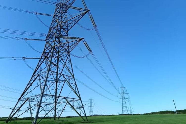 Power lines and pylons in Carmarthenshire