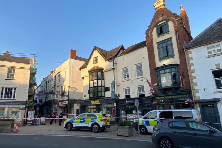The scene tonight in Church Street, Monmouth