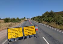 Emergency sinkhole repair on road linking Brynmawr Blaenavon after sinkhole appears