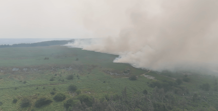 Blaenavon wildfire drone shot still
