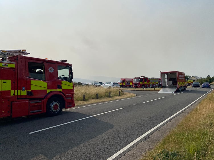 Fire crews set up base on Heol Varteg, just outside Blaenavon