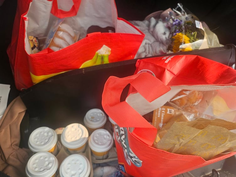 Food donations to firefighters in Blaenavon