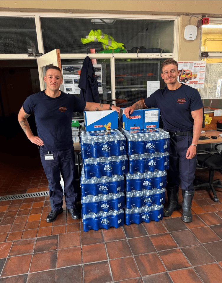 20 cases of water and Haribo sweets donated to firefighters tackling Blaenavon wildfire