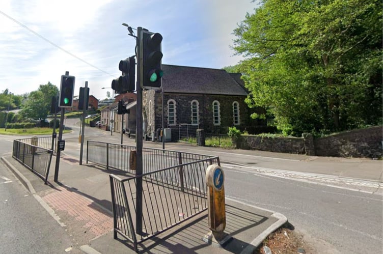 A4043 traffic lights in Pontypool