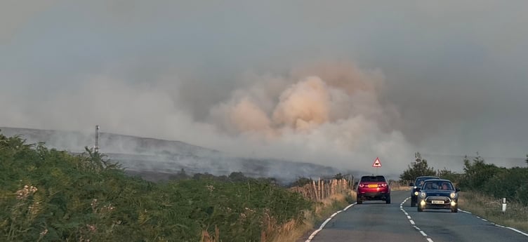 A view of the smoke from the Blaenavon wildfire