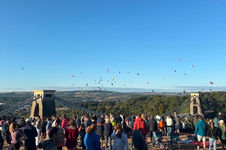 Lots of people gathered to watch the Bristol Balloon Fiesta.