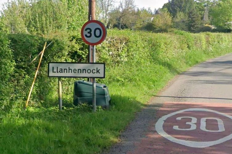 Llanhennock welcome sign