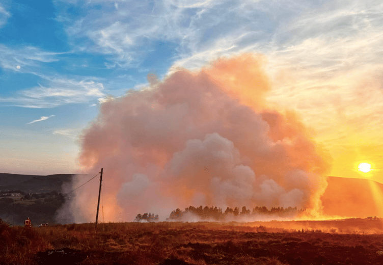 SMOKE: Huge clouds of smoke rise from a wildfire in South Wales, with the smell of smoke reported in Monmouth and across the Forest of Dean during the past weeks