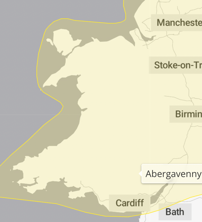 Yellow weather warning for thunderstorms