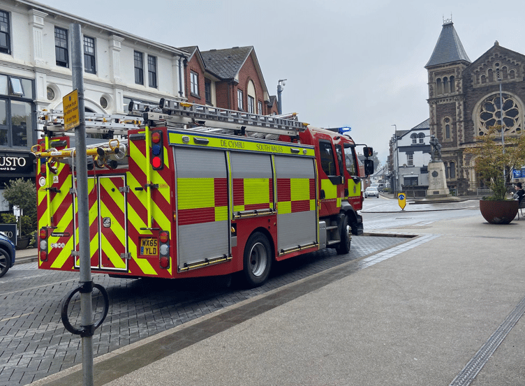 Fire engine on Frogmore Street in Abergavenny