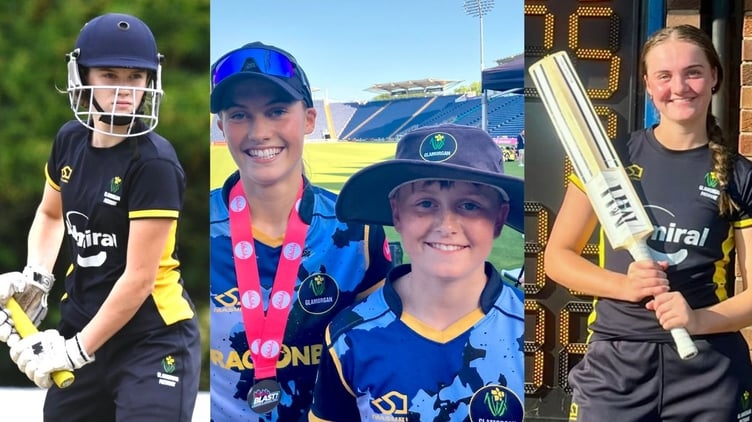 The Jackson 4 are making a mark in the cricket world – Beth left, Eve and Ted centre, and Tess, right. Photos: Abergavenny CC