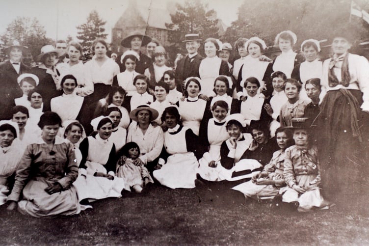 Staff, inmates and even a child who was born at Pen-y-Fal. Believe it or not photos such as this were once used as "Greetings From Abergavenny" postcards.
