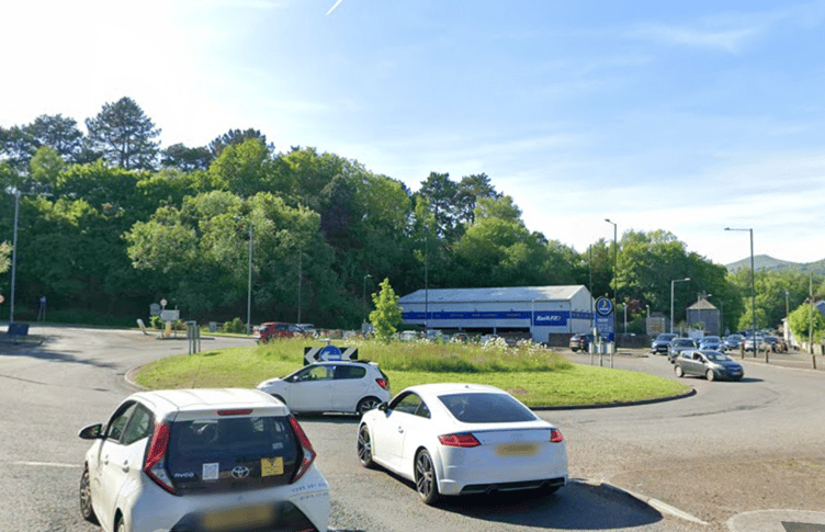 Waitrose roundabout in Abergavenny