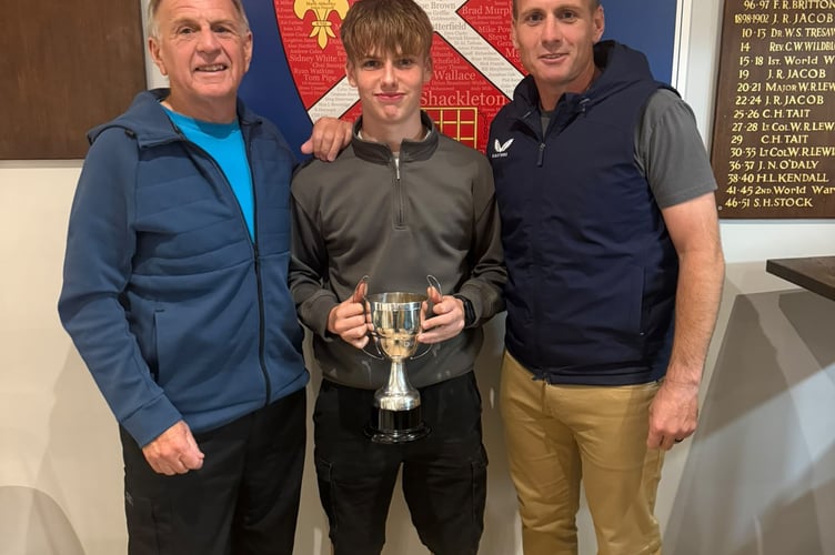 Most Promising Player Ioan Wallace pictured with Former Glamorgan star dad Mark and grandad Ryland