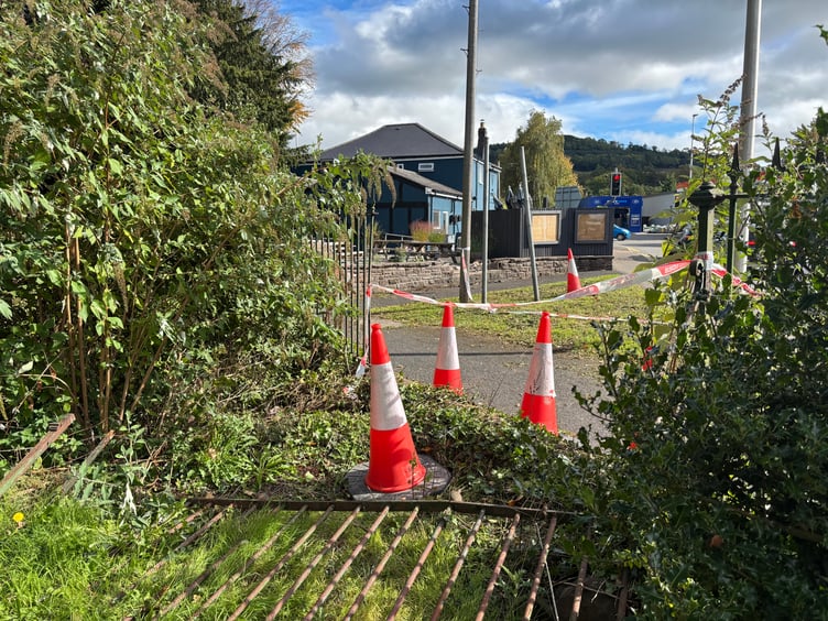 Damaged railings around Bailey Park following Saturday's collision on Park Road