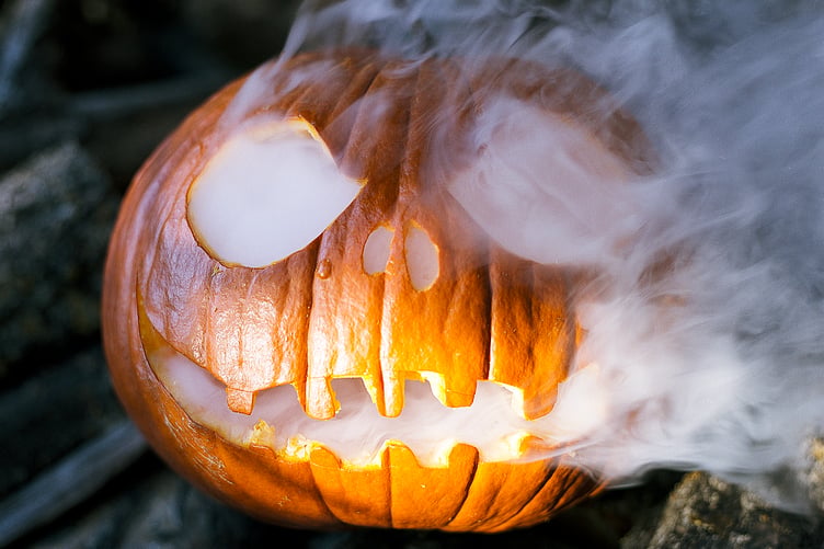 A pumpkin on fire!