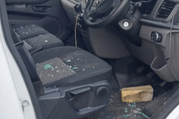 A vandalised police car