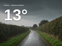 Abergavenny: heavy rain, high of 13°C on Thursday