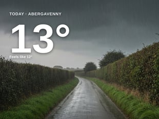 Abergavenny: heavy rain, high of 13°C on Thursday