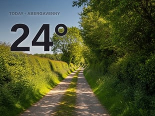 Abergavenny: sunny day, high of 24°C
