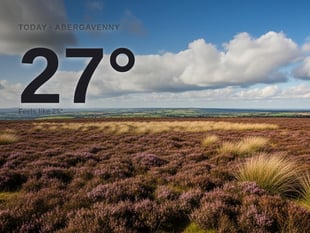 Abergavenny: partly cloudy day, high of 27°C